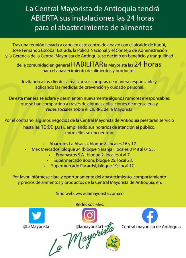 Comunicado central mayorista