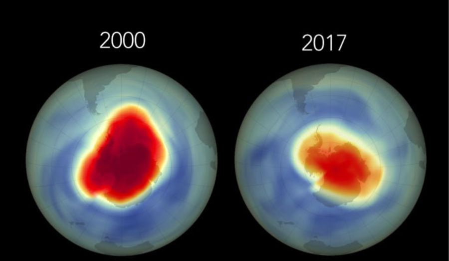 Variación de la extensión del agujero entre 2000 y 2017. NASA