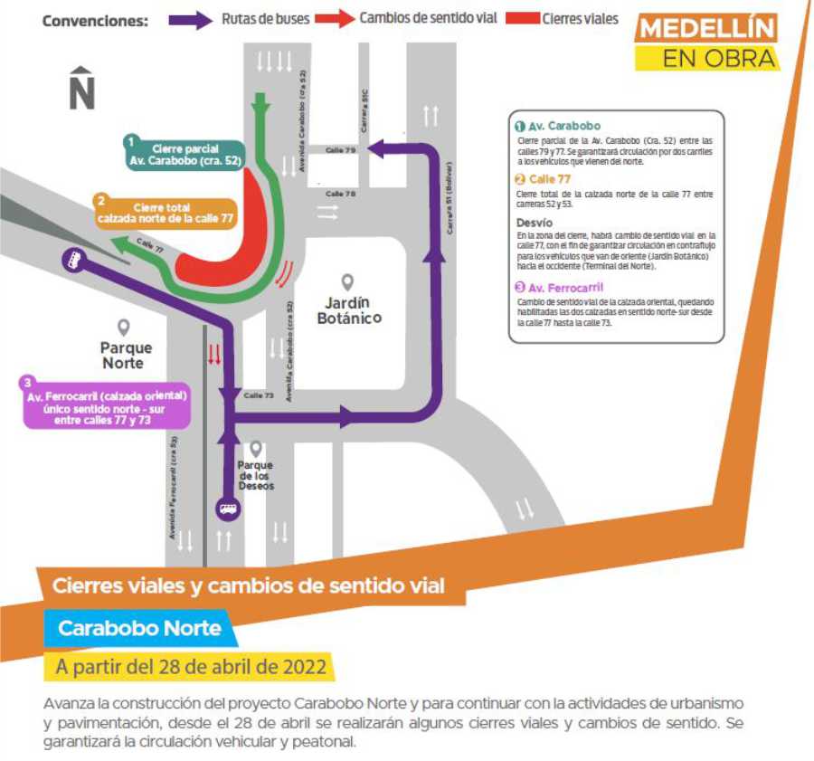 Cierres viales y cambios de sentido vial en carabobo norte