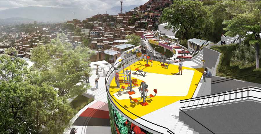Inicio de obras para el nuevo tramo del Viaducto Media Ladera se ampliará el graffitour en la comuna 13 2 Gimnasio urbano