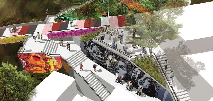 Inicio de obras para el nuevo tramo del Viaducto Media Ladera se ampliará el graffitour en la comuna 13 3 Plazoleta adulto mayor