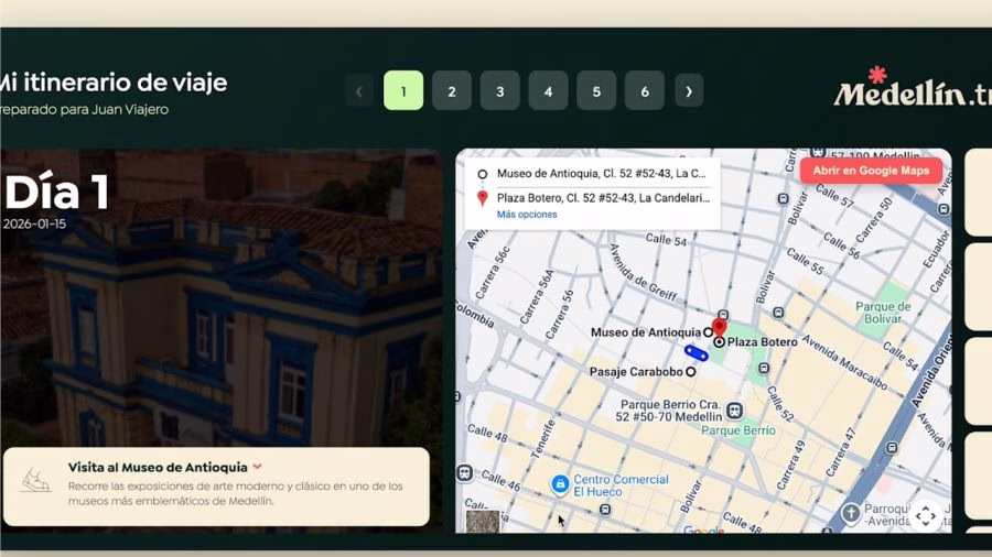 Medellín lanza un ecosistema turístico con IA que revoluciona la forma de viajar 3 Un planeador de viajes impulsado por IA
