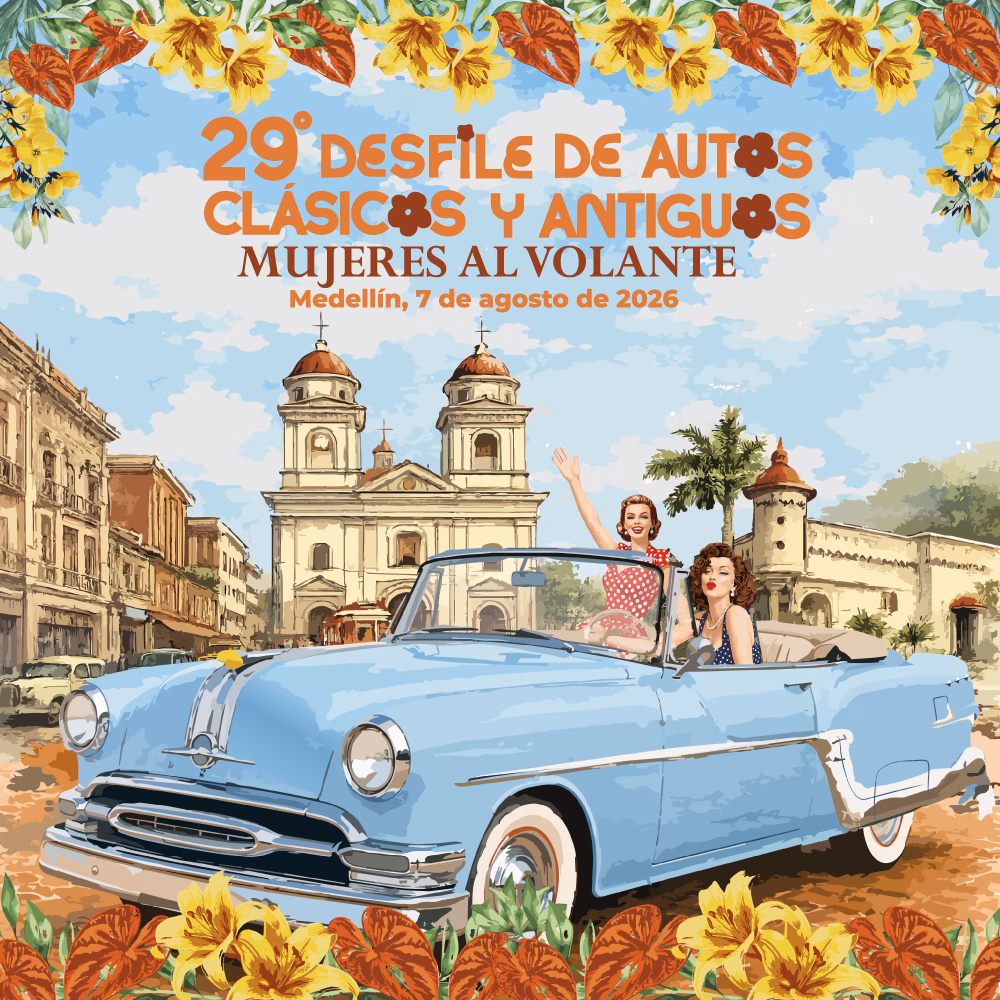 Poster oficial desfile de autos clasicos Medellin 2026
