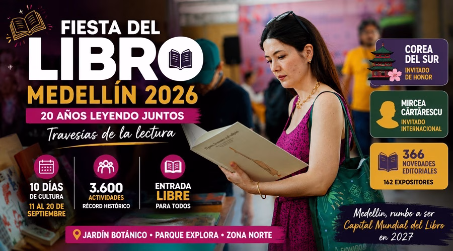 Fiesta del Libro Medellín 2026 con 3.600 actividades en el Jardín Botánico y zona norte
